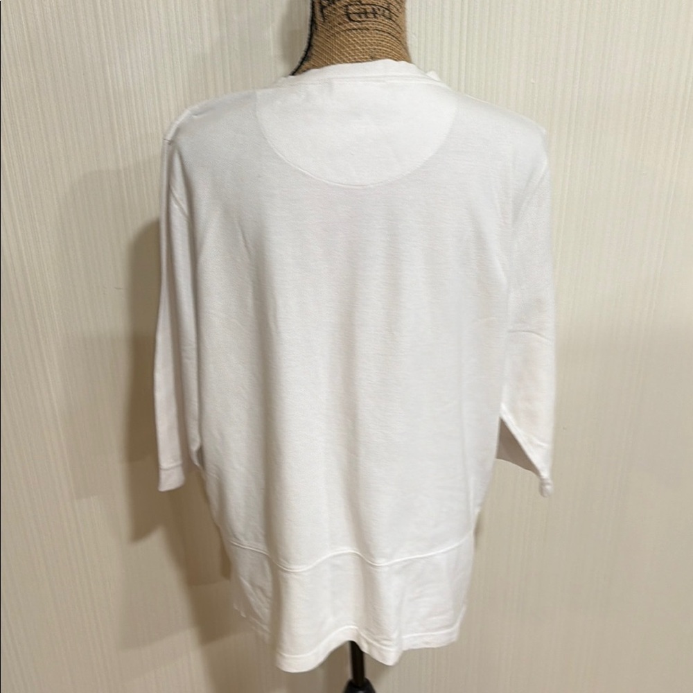 Elegant White Long Sleeve Women's Tee 100% Cotton - Picture 6 of 13